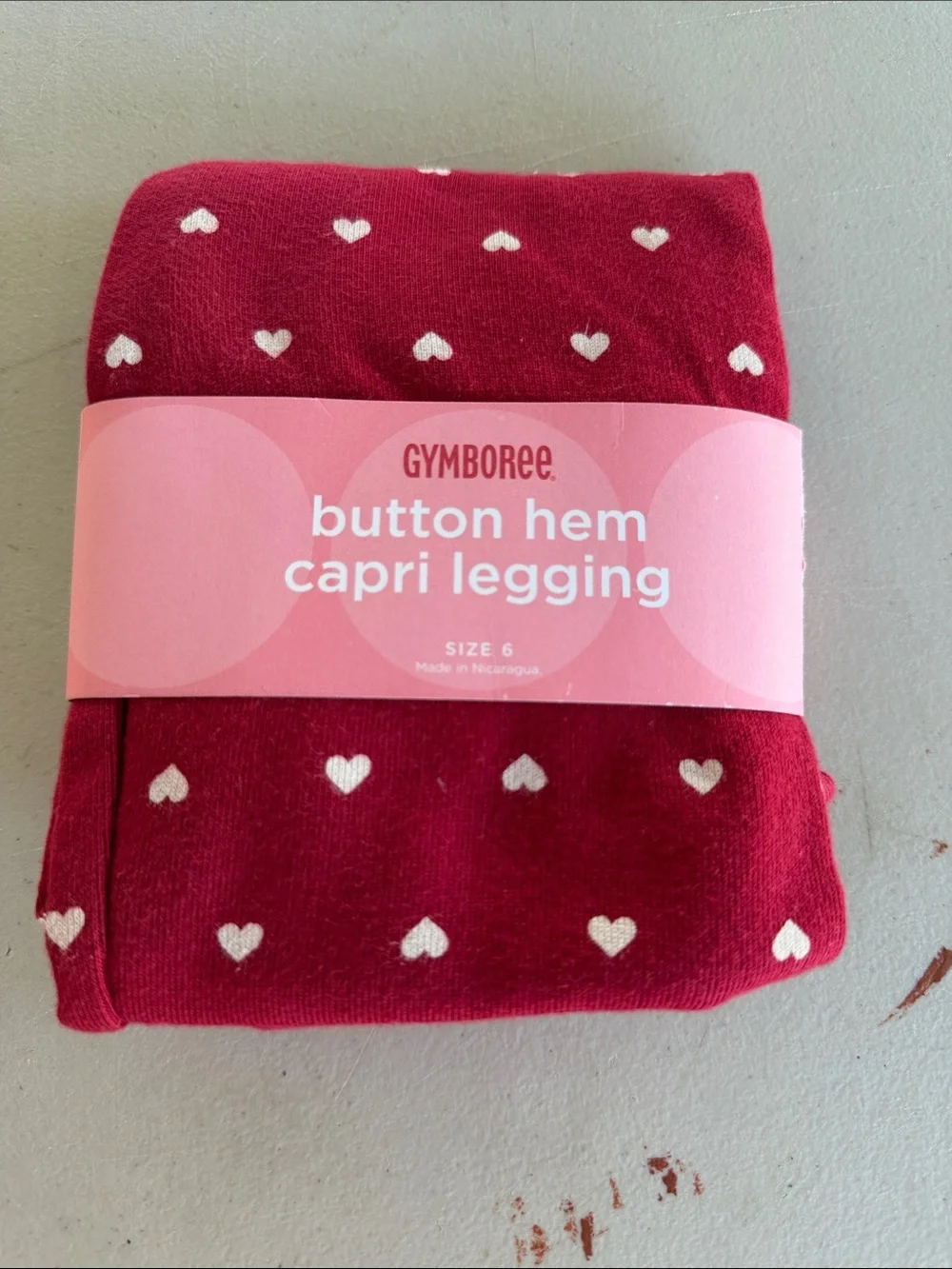 NWT Gymboree Red Capri Leggings with White Heart Print